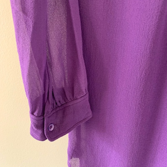 Aritzia Babaton Shirt Dress Button Down front Silk Long sleeve Purple Size XXS - Picture 15 of 16